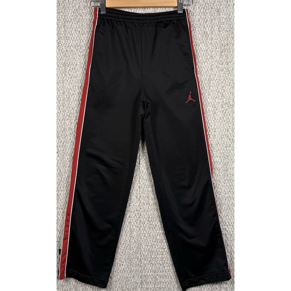 Nike Jordan Track Pants Youth Medium Black Red Athletic Jogger 10-12